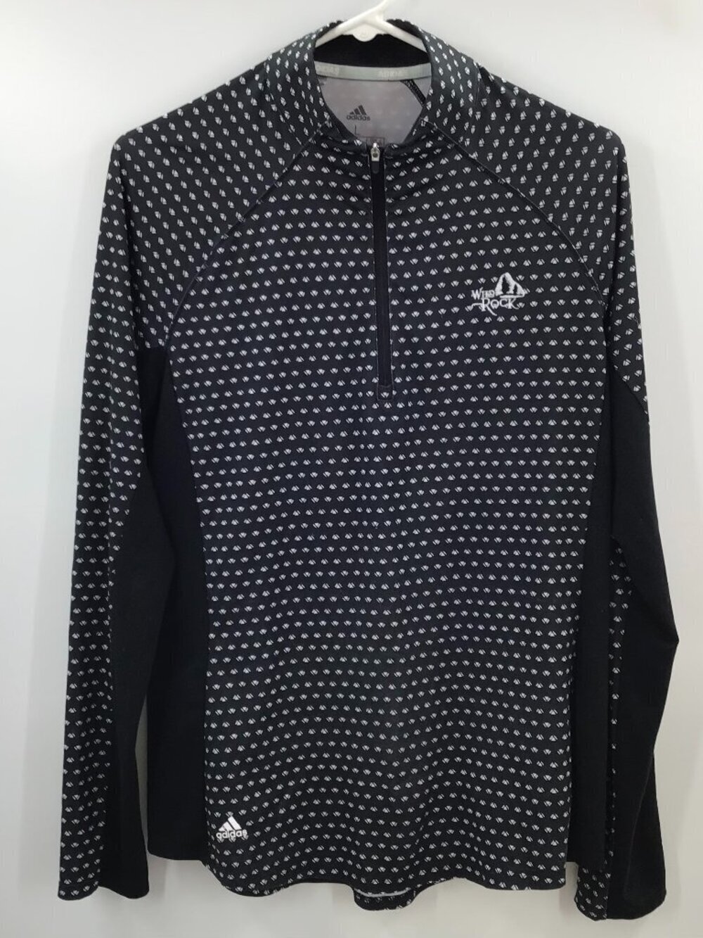 Women's L Adidas Aeroready Pullover Zip Top Popover Athletic Black White L/S